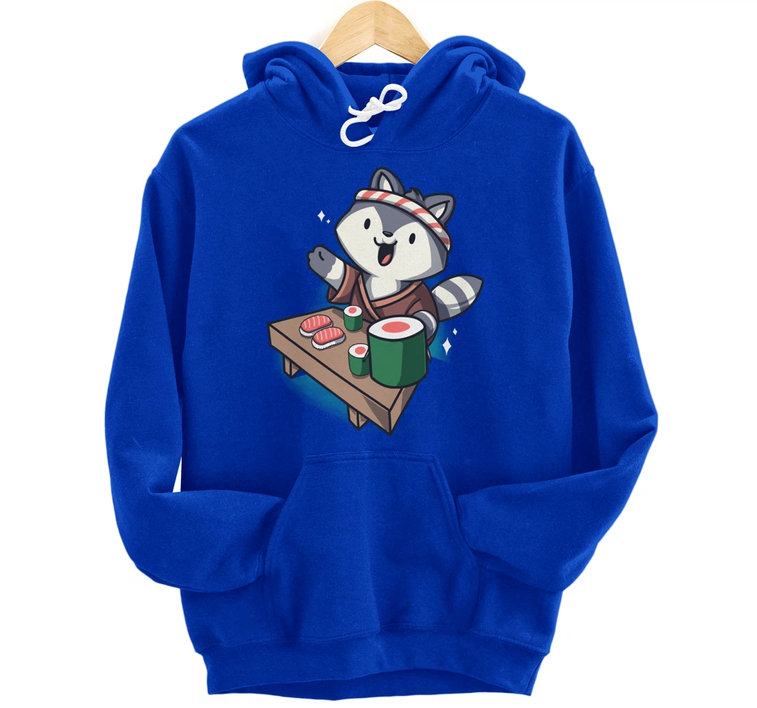 Sushi Chef Raccoon Cartoon Animals Japanese Food Sushi Fan Pullover Hoodie