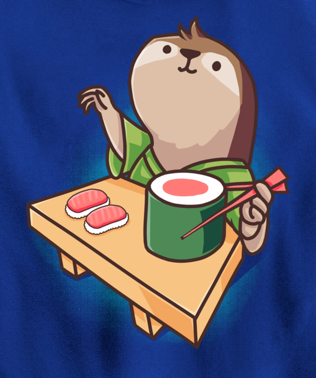Sushi Sloth Chef Cartoon Animals Japanese Food Sushi Fan Pullover Hoodie