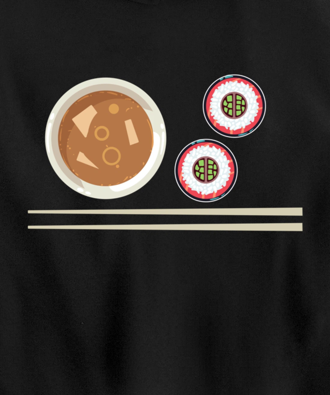 Cute Japanese Noodles Sushi Maki Miso Food Pun Kawaii Pullover Hoodie