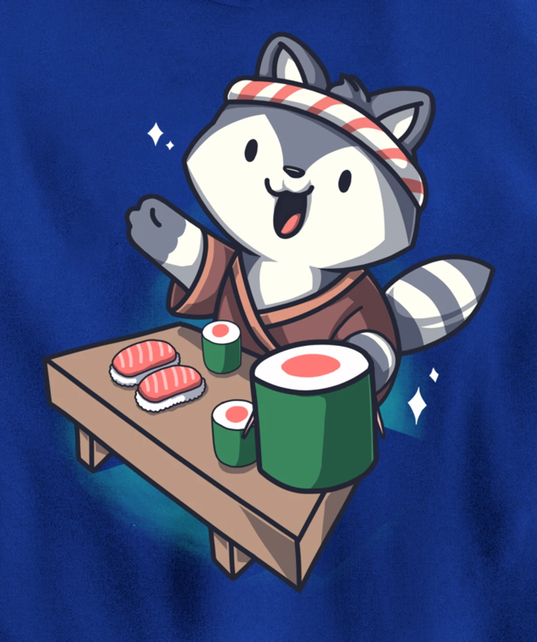 Sushi Chef Raccoon Cartoon Animals Japanese Food Sushi Fan Pullover Hoodie