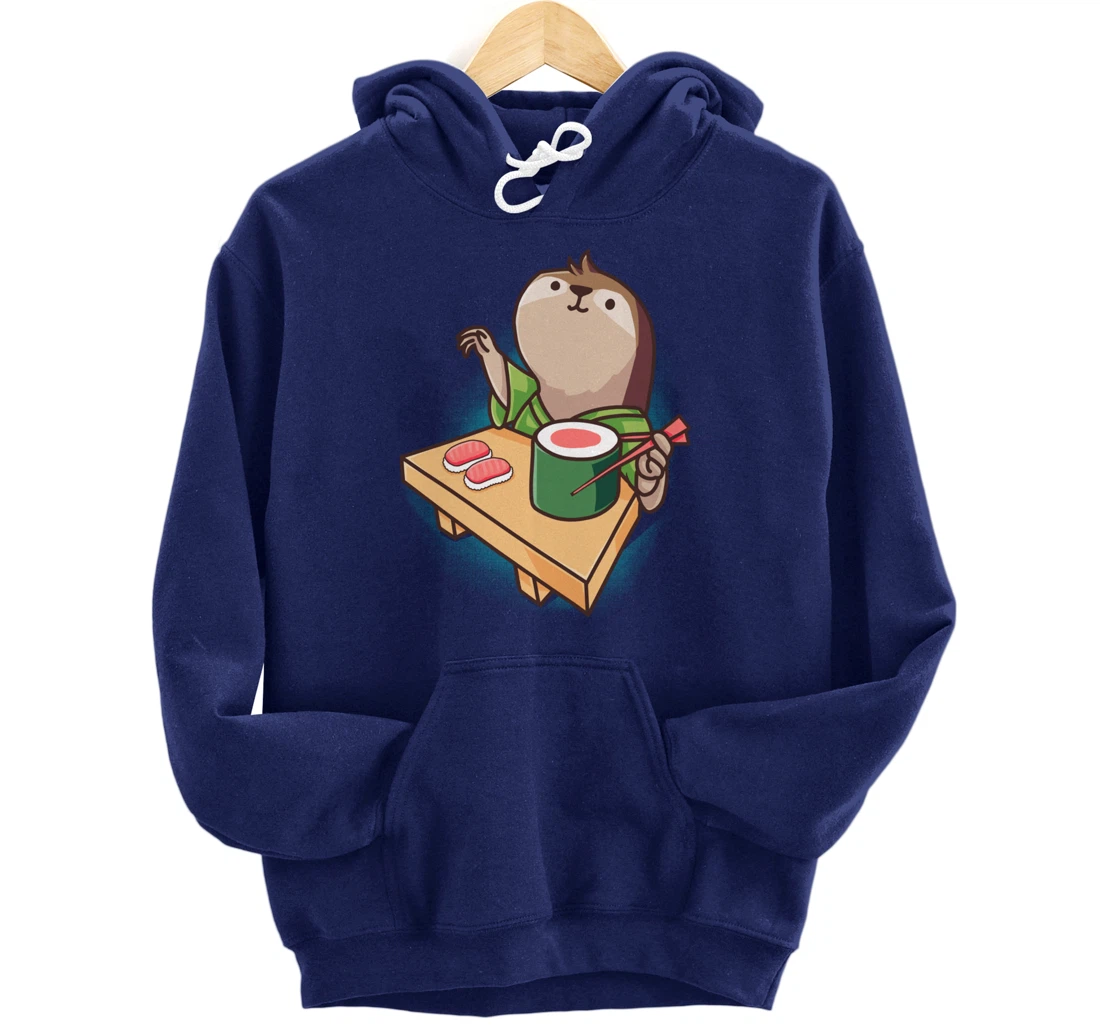 Sushi Sloth Chef Cartoon Animals Japanese Food Sushi Fan Pullover Hoodie