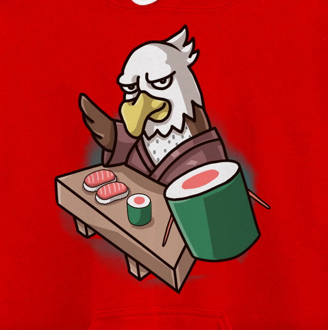 Sushi Bald Eagle Chef Cartoon Animal Japanese Food Sushi Fan Pullover Hoodie