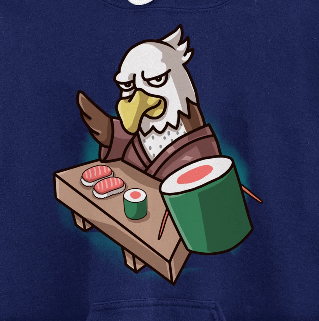 Sushi Bald Eagle Chef Cartoon Animal Japanese Food Sushi Fan Pullover Hoodie