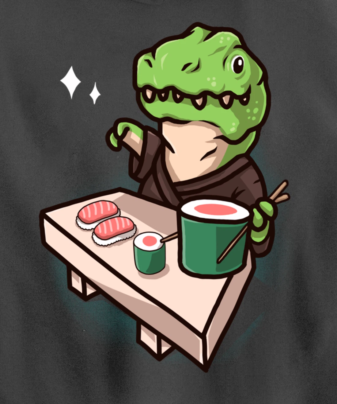 Sushi Dinosaur Chef Cartoon Animal Japanese Food Sushi T-Rex Pullover Hoodie