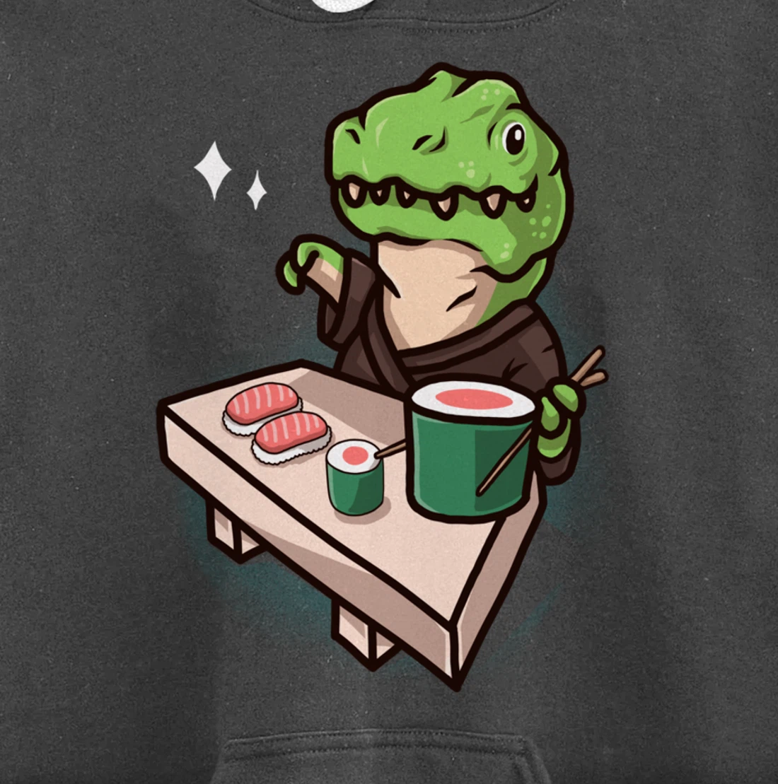 Sushi Dinosaur Chef Cartoon Animal Japanese Food Sushi T-Rex Pullover Hoodie