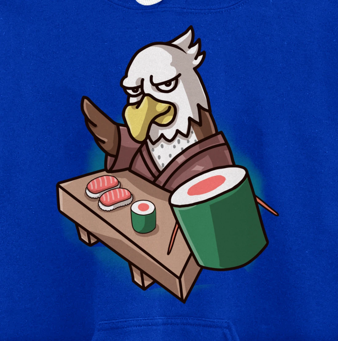Sushi Bald Eagle Chef Cartoon Animal Japanese Food Sushi Fan Pullover Hoodie