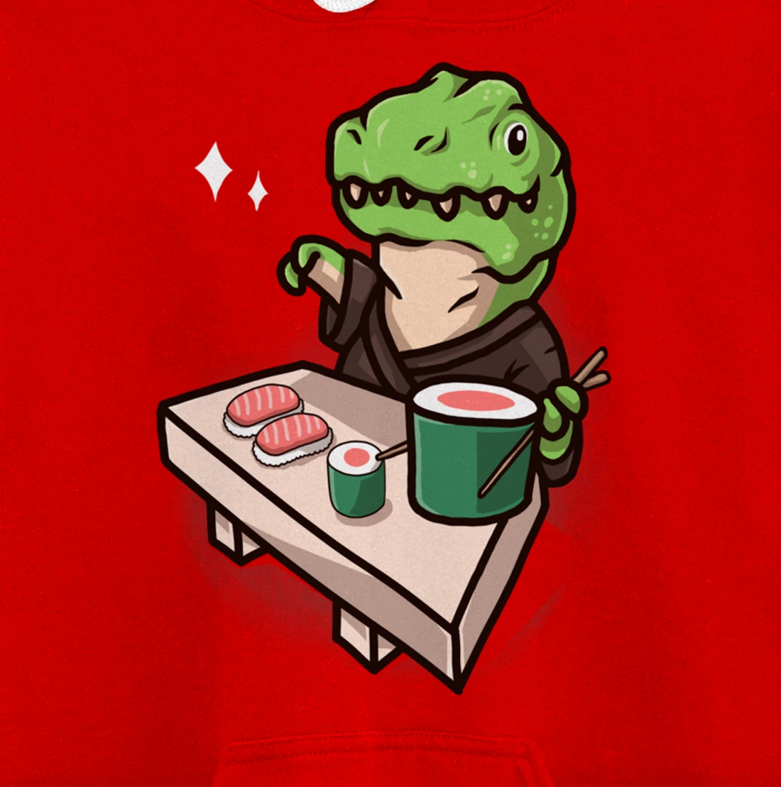 Sushi Dinosaur Chef Cartoon Animal Japanese Food Sushi T-Rex Pullover Hoodie