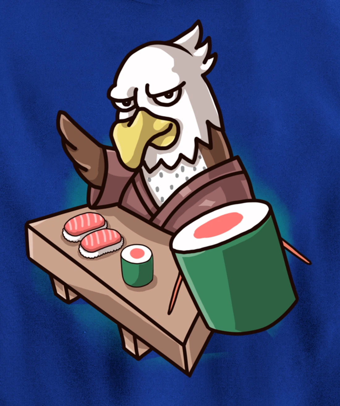 Sushi Bald Eagle Chef Cartoon Animal Japanese Food Sushi Fan Pullover Hoodie