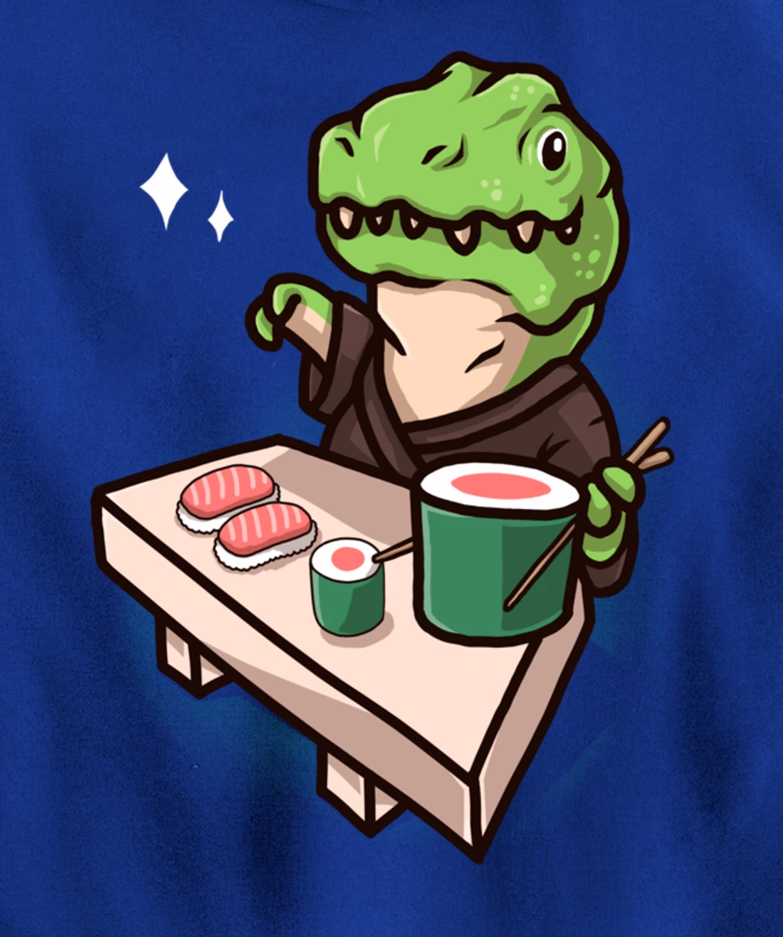 Sushi Dinosaur Chef Cartoon Animal Japanese Food Sushi T-Rex Pullover Hoodie