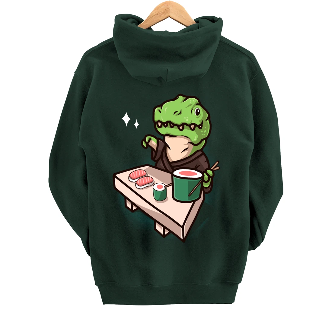 Sushi Dinosaur Chef Cartoon Animal Japanese Food Sushi T-Rex Pullover Hoodie