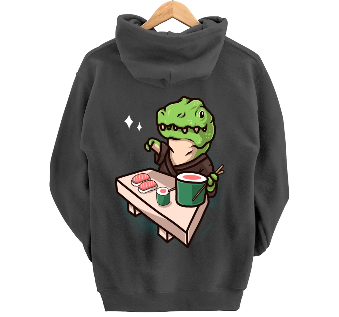 Sushi Dinosaur Chef Cartoon Animal Japanese Food Sushi T-Rex Pullover Hoodie