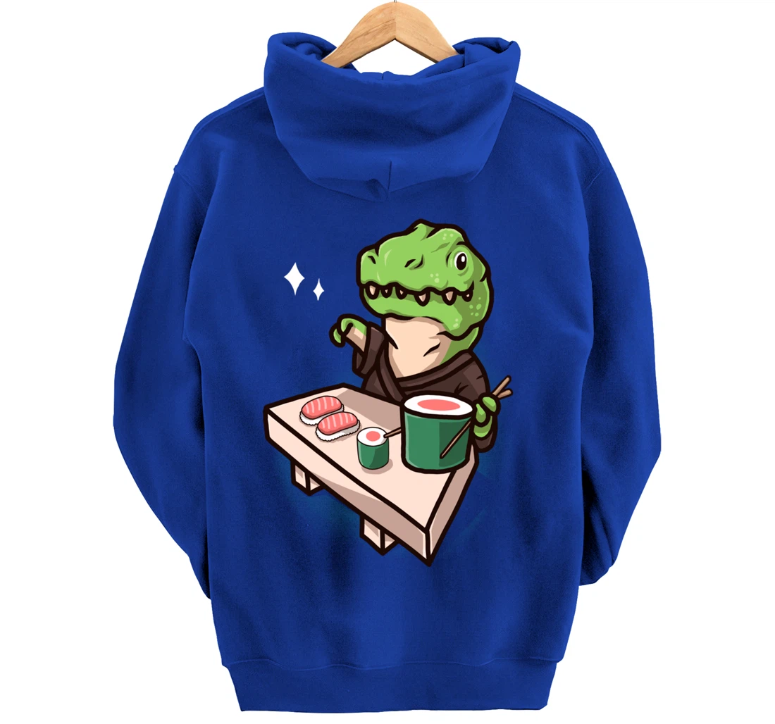 Sushi Dinosaur Chef Cartoon Animal Japanese Food Sushi T-Rex Pullover Hoodie