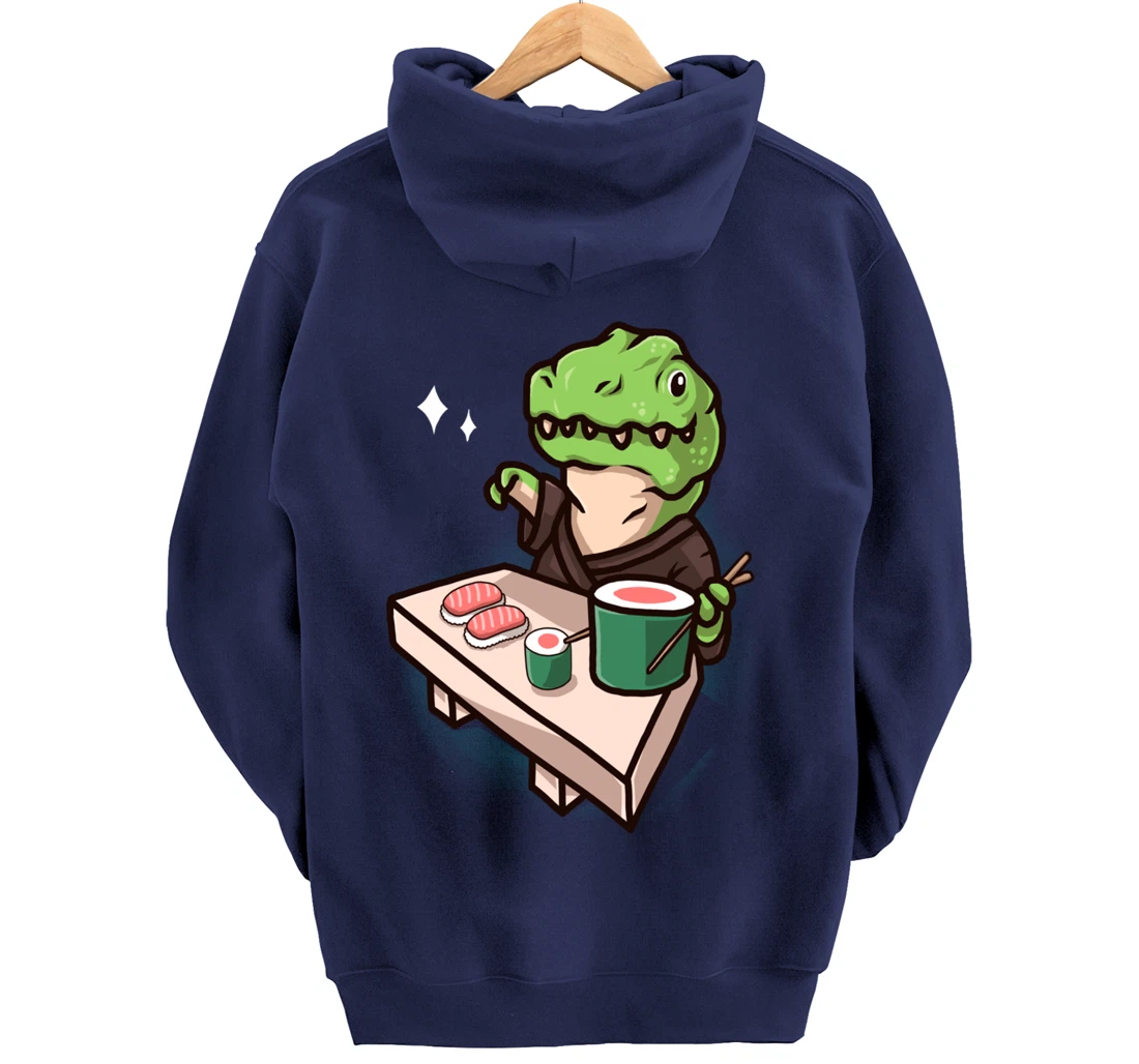 Sushi Dinosaur Chef Cartoon Animal Japanese Food Sushi T-Rex Pullover Hoodie