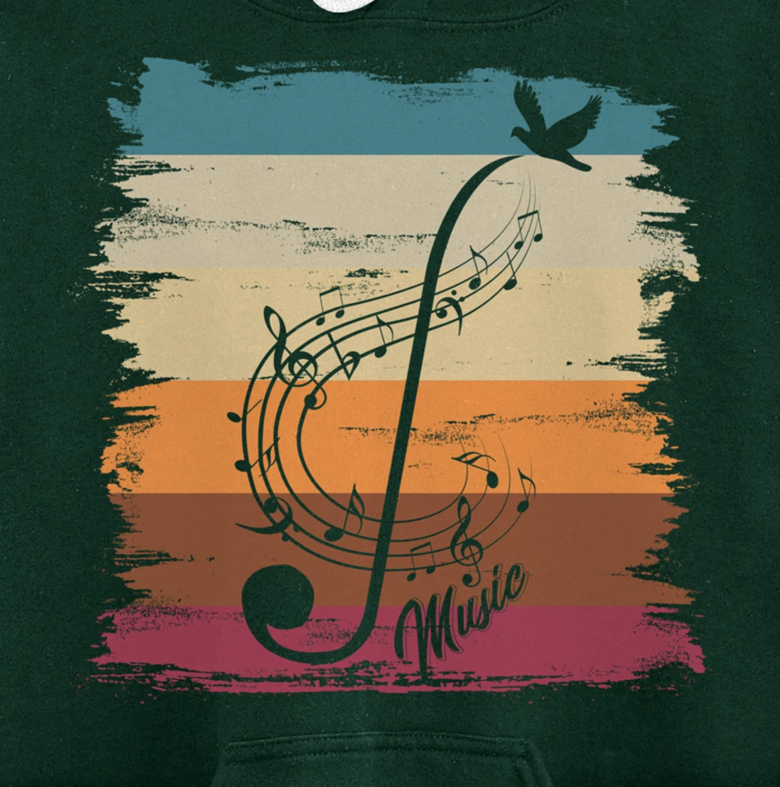 Retro Music Notes Treble Clef Musician Composer Music Pullover Hoodie