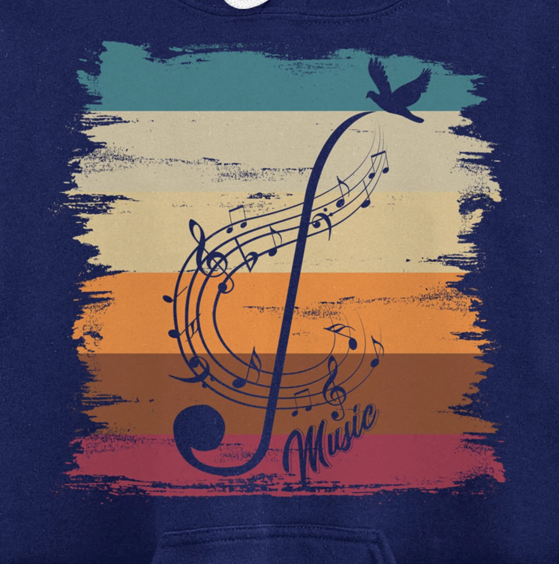 Retro Music Notes Treble Clef Musician Composer Music Pullover Hoodie
