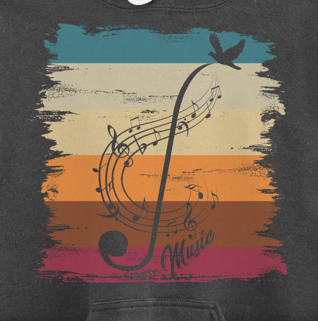 Retro Music Notes Treble Clef Musician Composer Music Pullover Hoodie