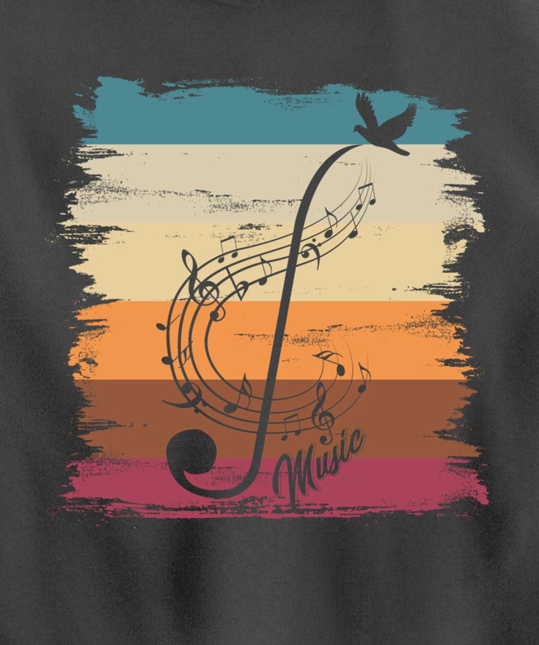 Retro Music Notes Treble Clef Musician Composer Music Pullover Hoodie