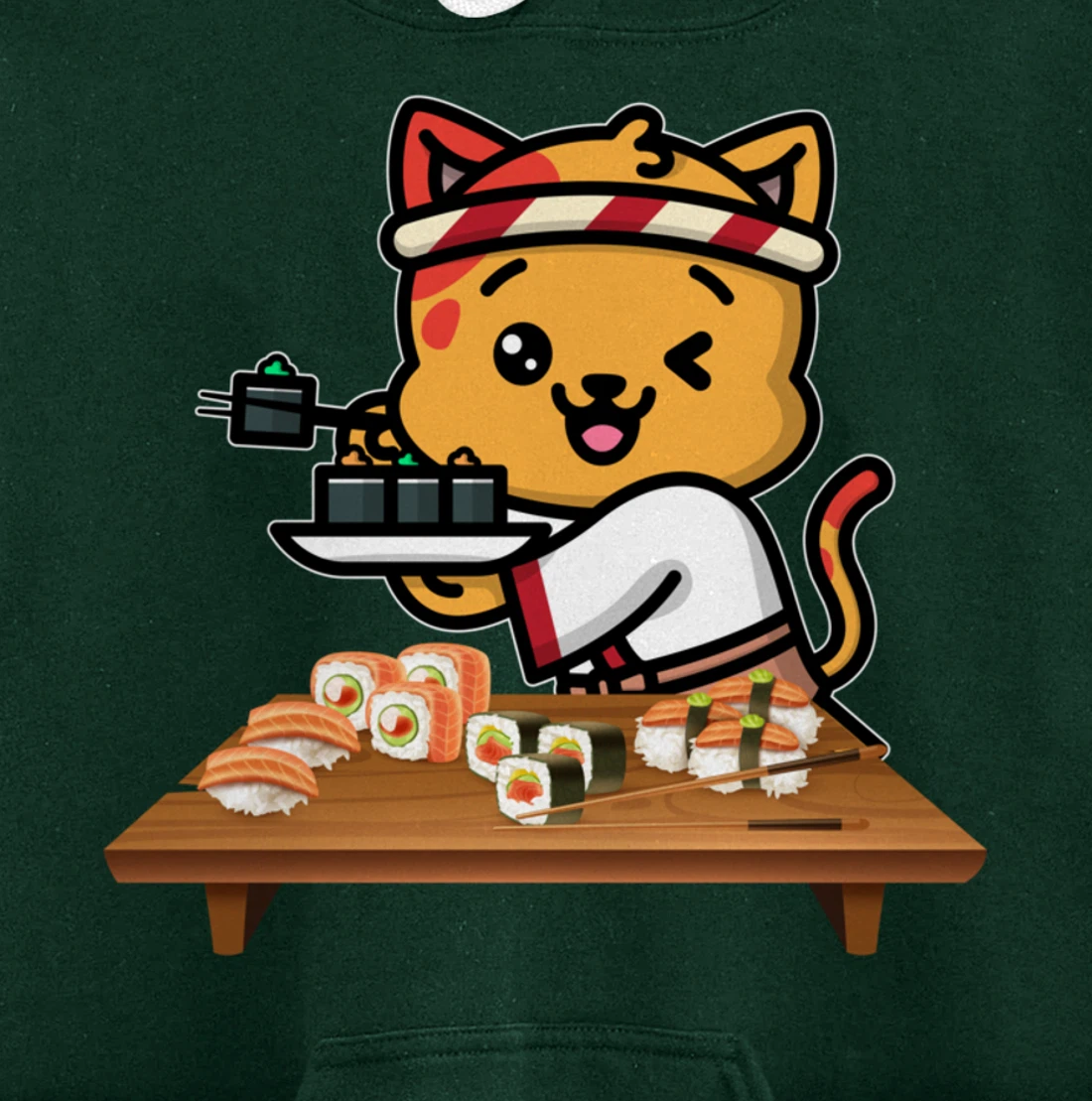 Cute Sashimi Maki Roll Cat Kawaii Sushi Japanese Seafood Pullover Hoodie