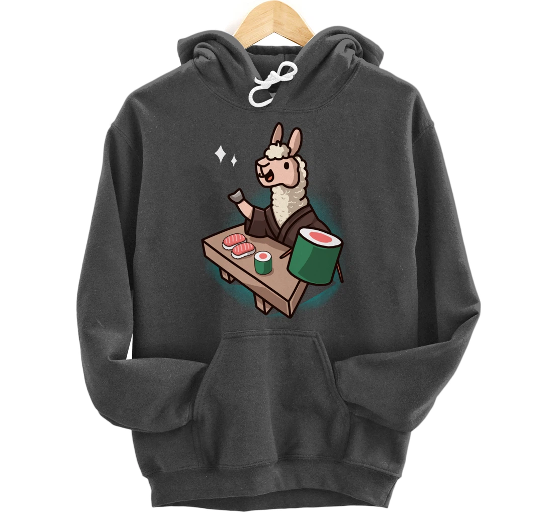 Sushi Llama Chef Cartoon Animal Japanese Food Sushi Alpaca Pullover Hoodie