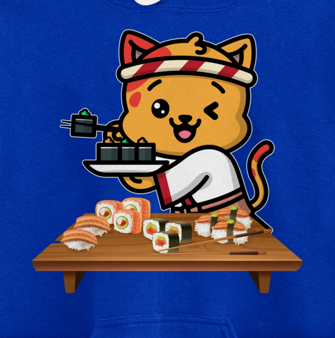 Cute Sashimi Maki Roll Cat Kawaii Sushi Japanese Seafood Pullover Hoodie