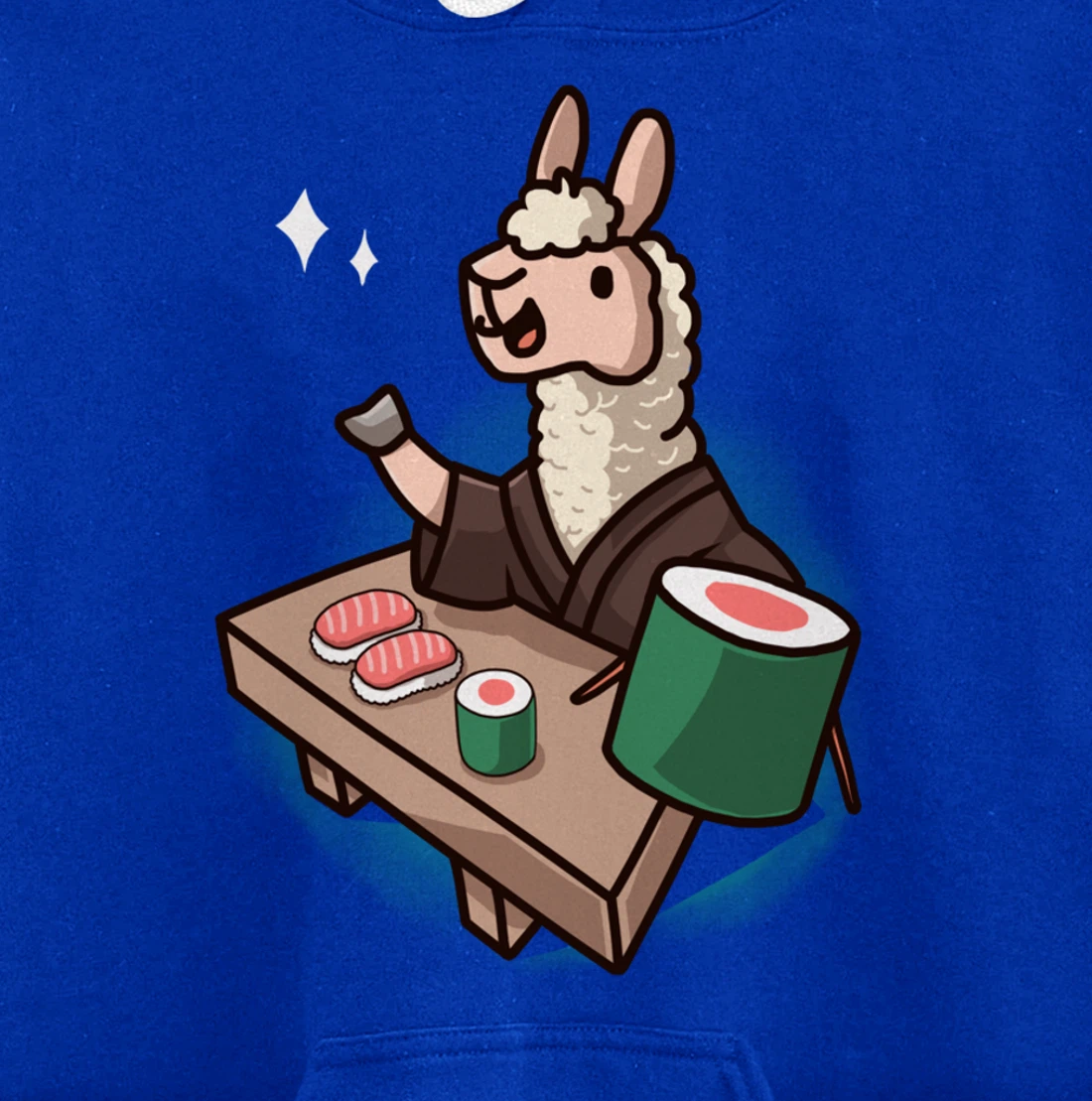 Sushi Llama Chef Cartoon Animal Japanese Food Sushi Alpaca Pullover Hoodie