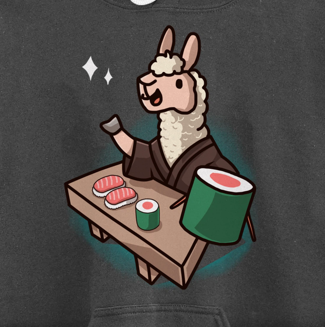 Sushi Llama Chef Cartoon Animal Japanese Food Sushi Alpaca Pullover Hoodie