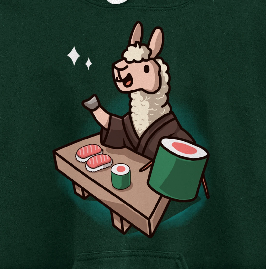 Sushi Llama Chef Cartoon Animal Japanese Food Sushi Alpaca Pullover Hoodie