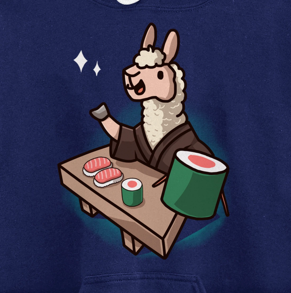 Sushi Llama Chef Cartoon Animal Japanese Food Sushi Alpaca Pullover Hoodie