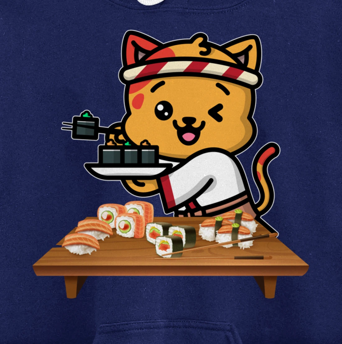 Cute Sashimi Maki Roll Cat Kawaii Sushi Japanese Seafood Pullover Hoodie