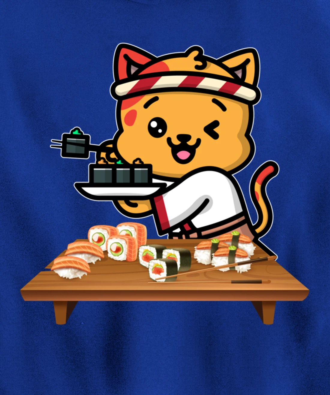 Cute Sashimi Maki Roll Cat Kawaii Sushi Japanese Seafood Pullover Hoodie