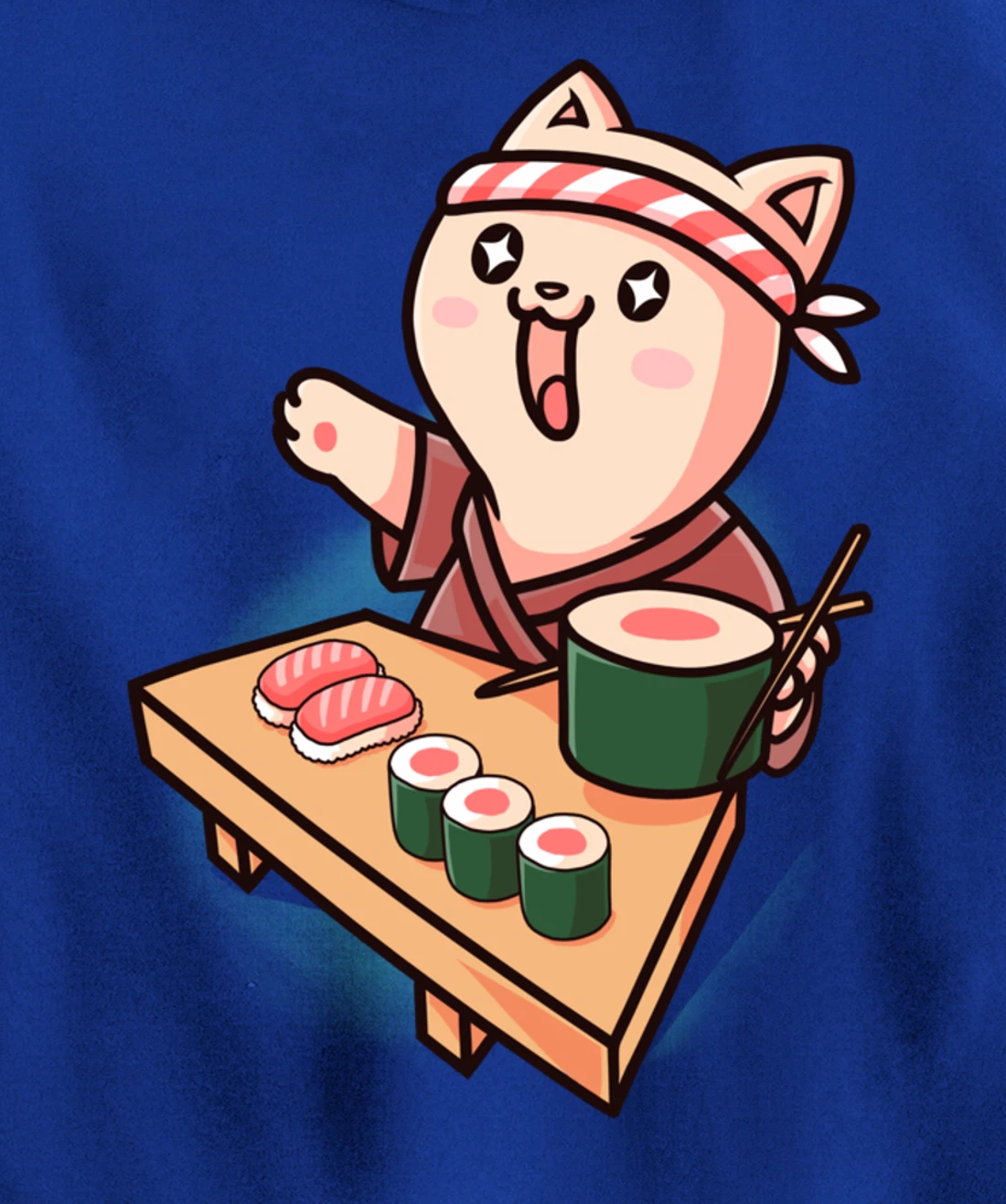 Sushi Kawaii Cat Chef Cartoon Animal Japanese Food Sushi Fan Pullover Hoodie