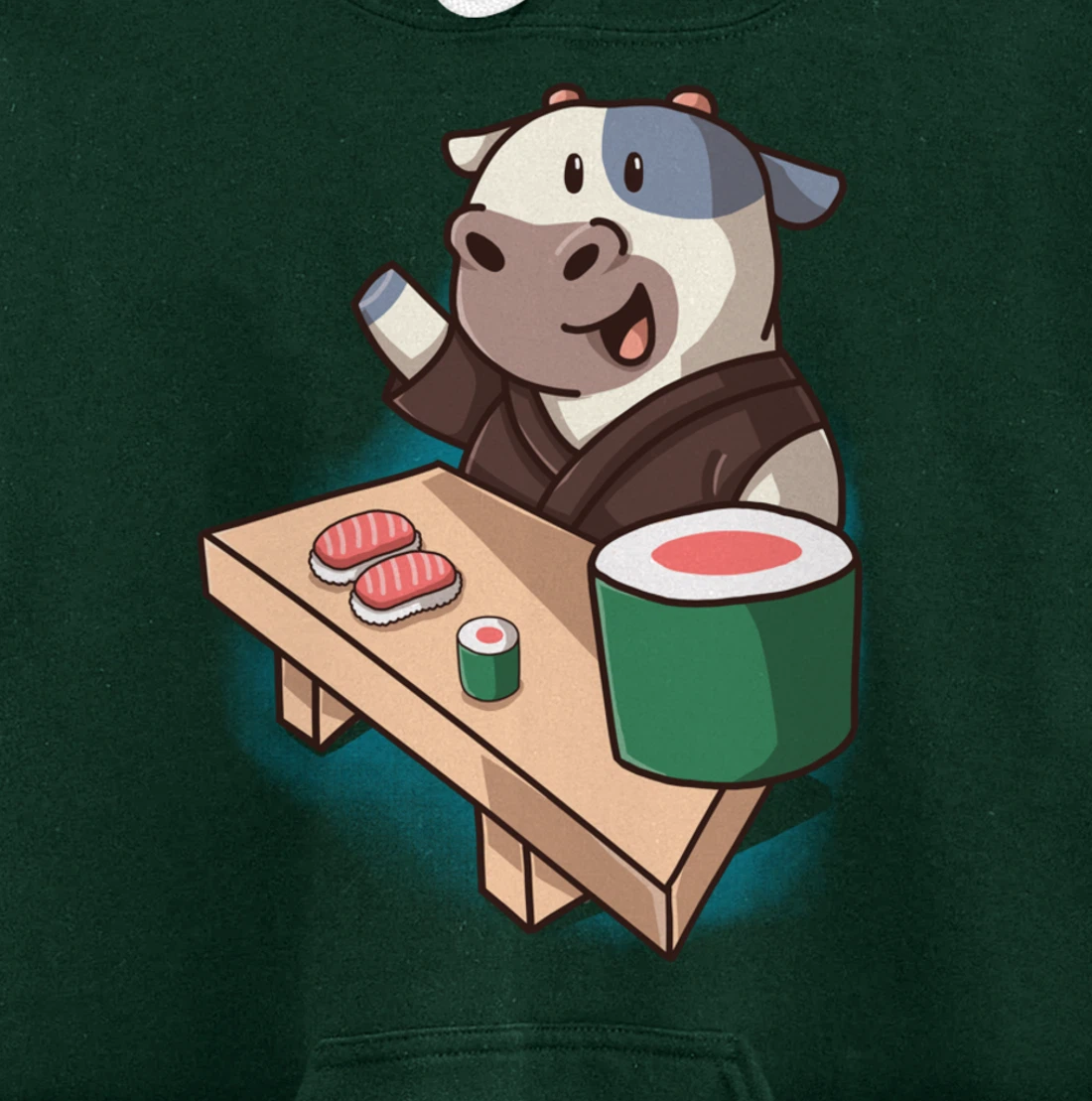 Sushi Cow Chef Cartoon Animals Japanese Food Sushi Fan Pullover Hoodie