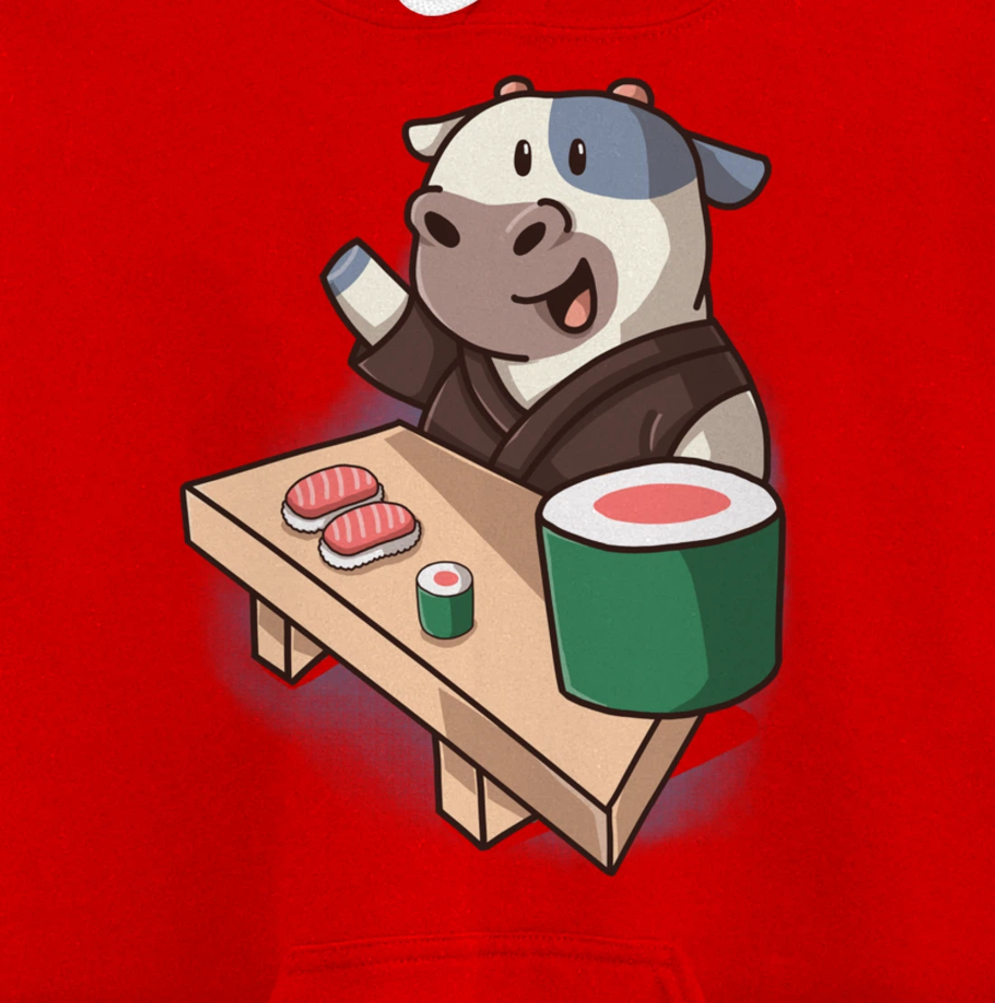 Sushi Cow Chef Cartoon Animals Japanese Food Sushi Fan Pullover Hoodie