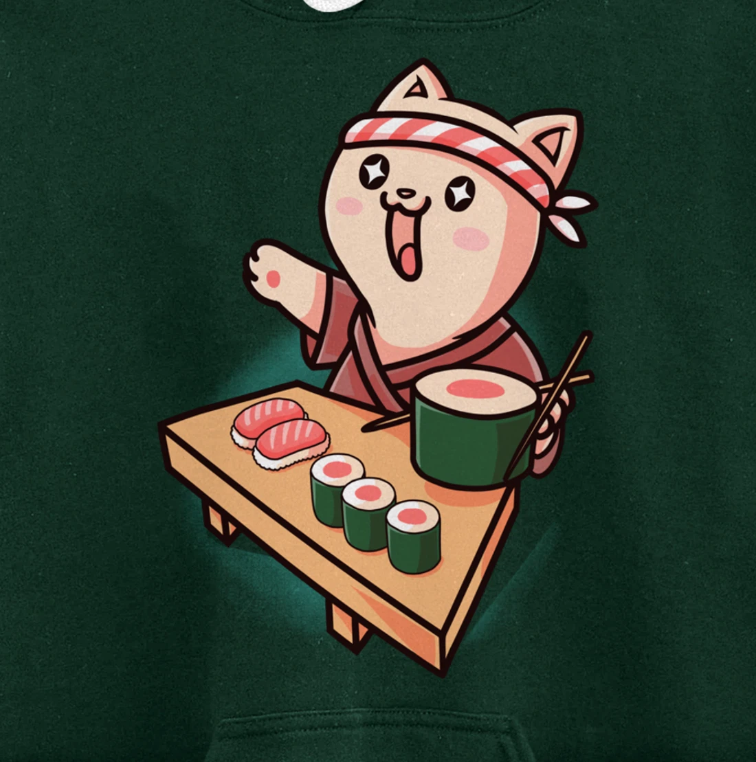 Sushi Kawaii Cat Chef Cartoon Animal Japanese Food Sushi Fan Pullover Hoodie