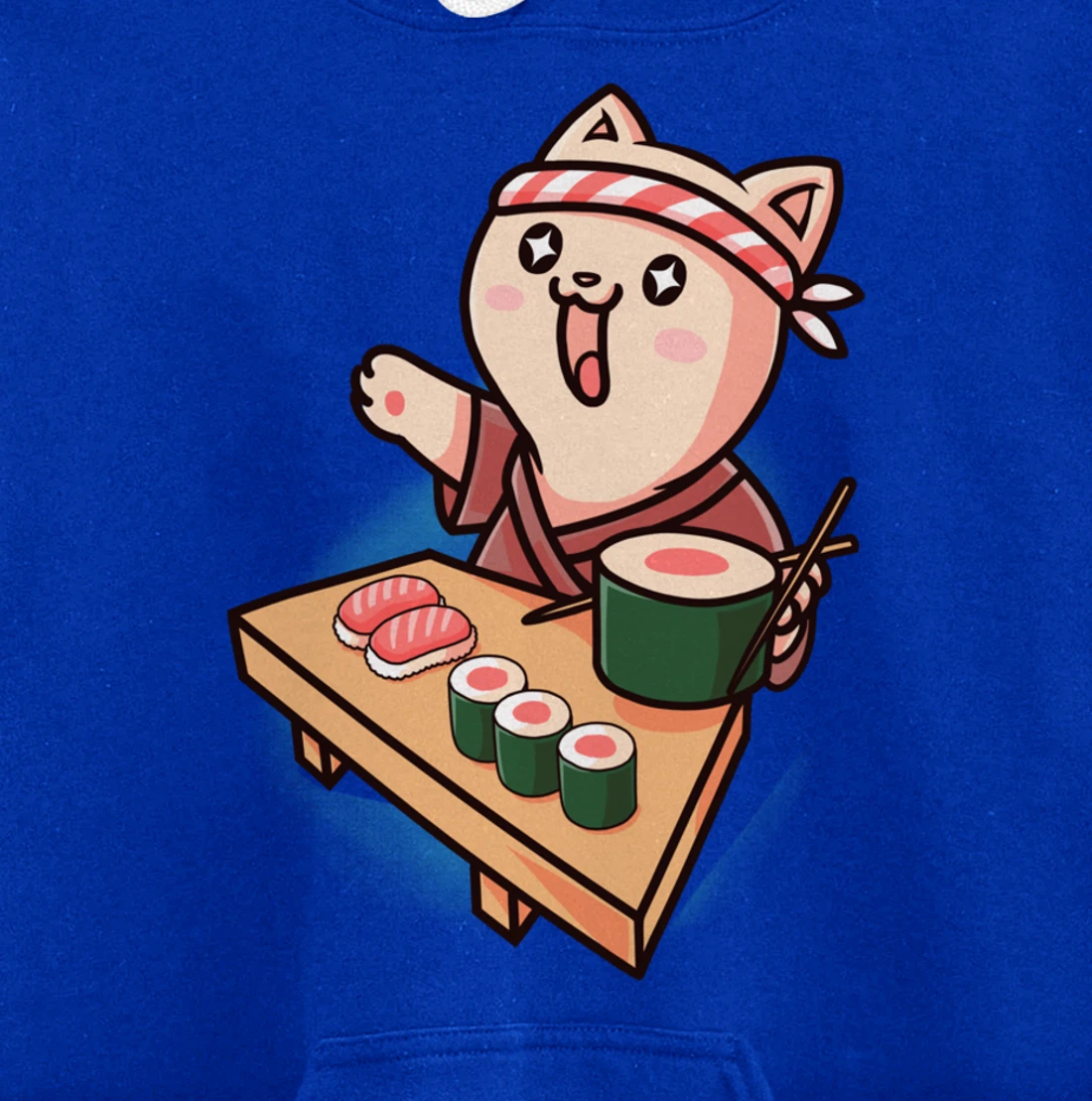 Sushi Kawaii Cat Chef Cartoon Animal Japanese Food Sushi Fan Pullover Hoodie