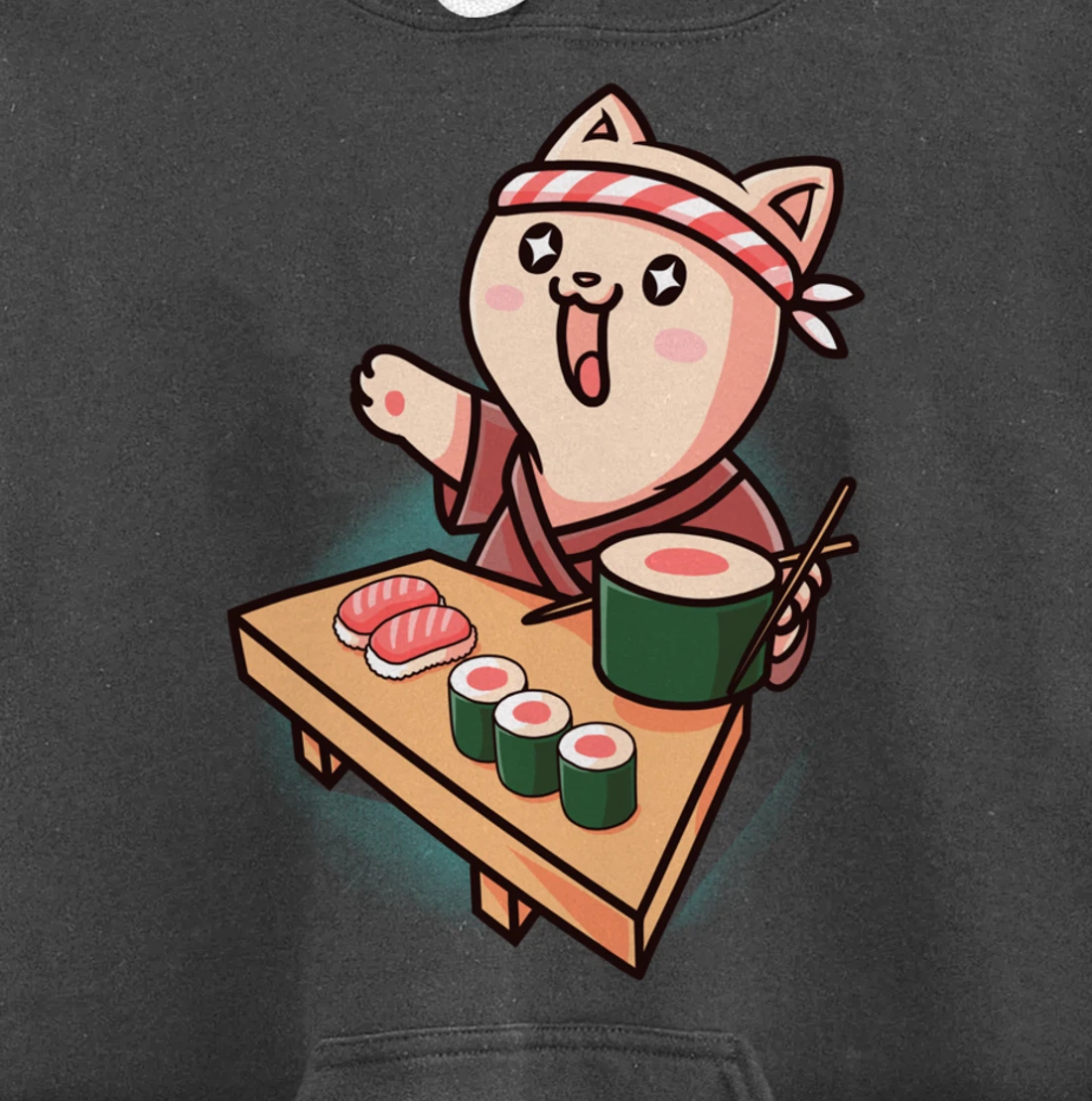 Sushi Kawaii Cat Chef Cartoon Animal Japanese Food Sushi Fan Pullover Hoodie