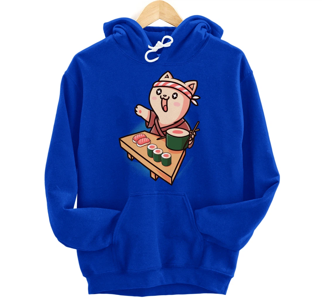 Sushi Kawaii Cat Chef Cartoon Animal Japanese Food Sushi Fan Pullover Hoodie