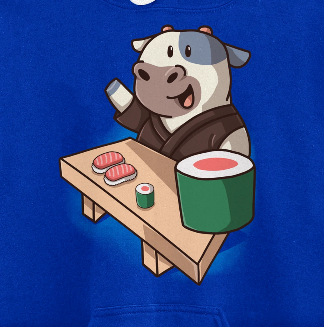 Sushi Cow Chef Cartoon Animals Japanese Food Sushi Fan Pullover Hoodie