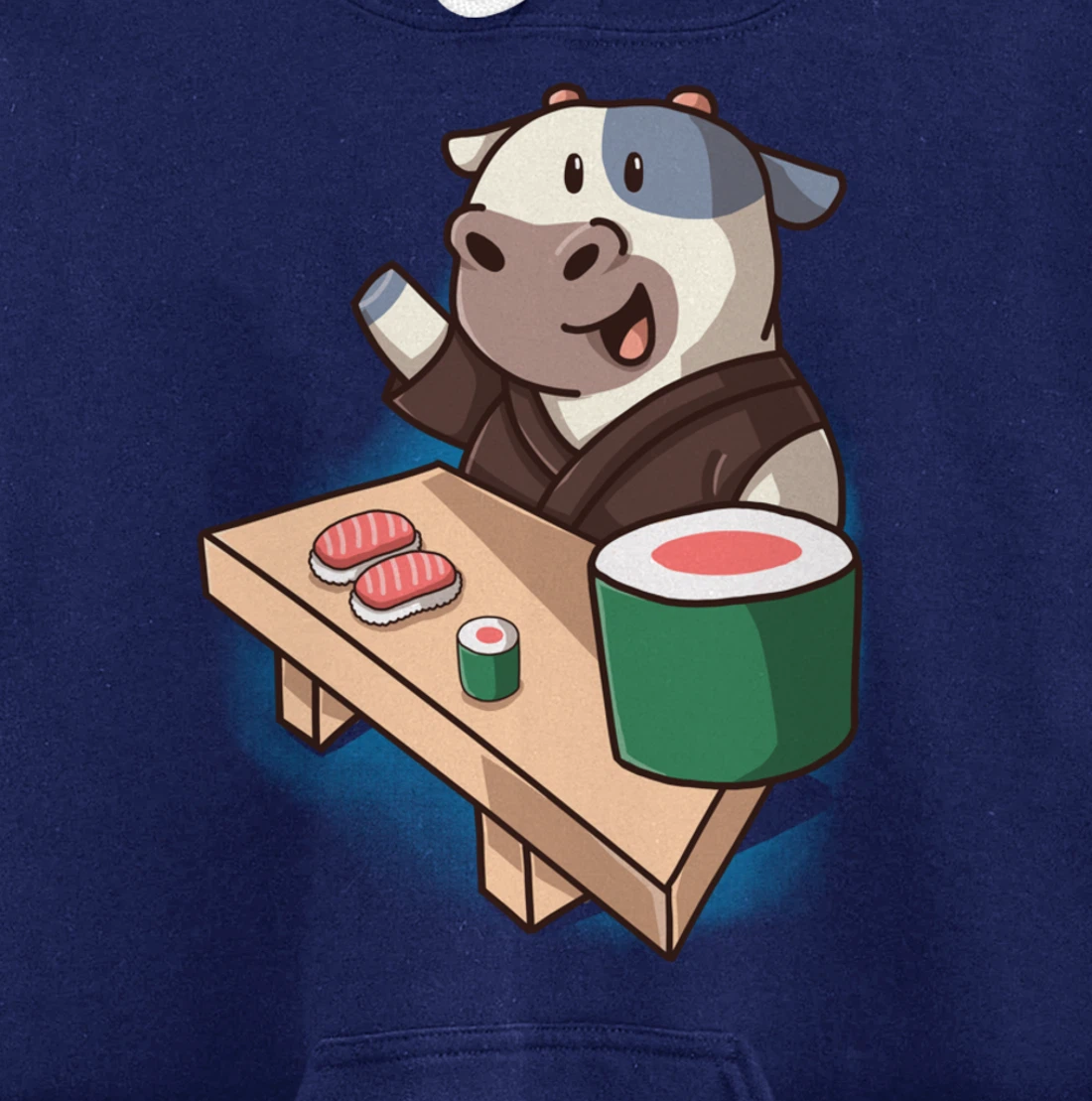 Sushi Cow Chef Cartoon Animals Japanese Food Sushi Fan Pullover Hoodie
