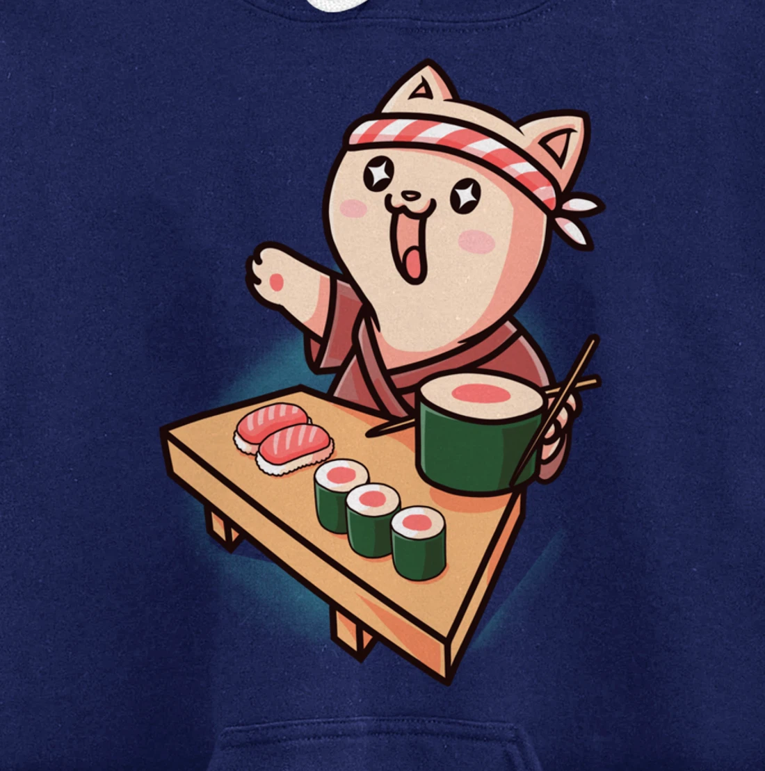 Sushi Kawaii Cat Chef Cartoon Animal Japanese Food Sushi Fan Pullover Hoodie