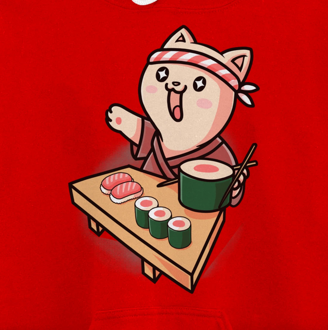 Sushi Kawaii Cat Chef Cartoon Animal Japanese Food Sushi Fan Pullover Hoodie