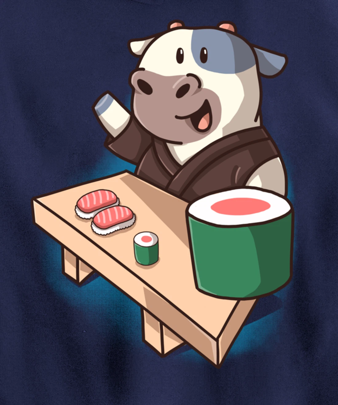 Sushi Cow Chef Cartoon Animals Japanese Food Sushi Fan Pullover Hoodie
