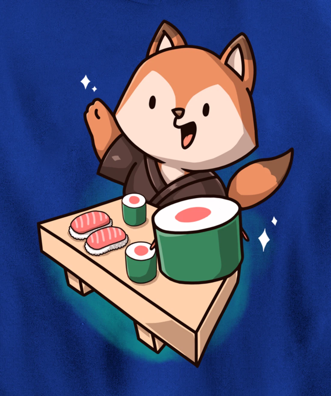 Sushi Fox Chef Cartoon Animals Japanese Food Sushi Fan Pullover Hoodie