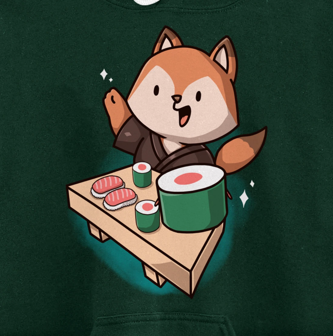 Sushi Fox Chef Cartoon Animals Japanese Food Sushi Fan Pullover Hoodie