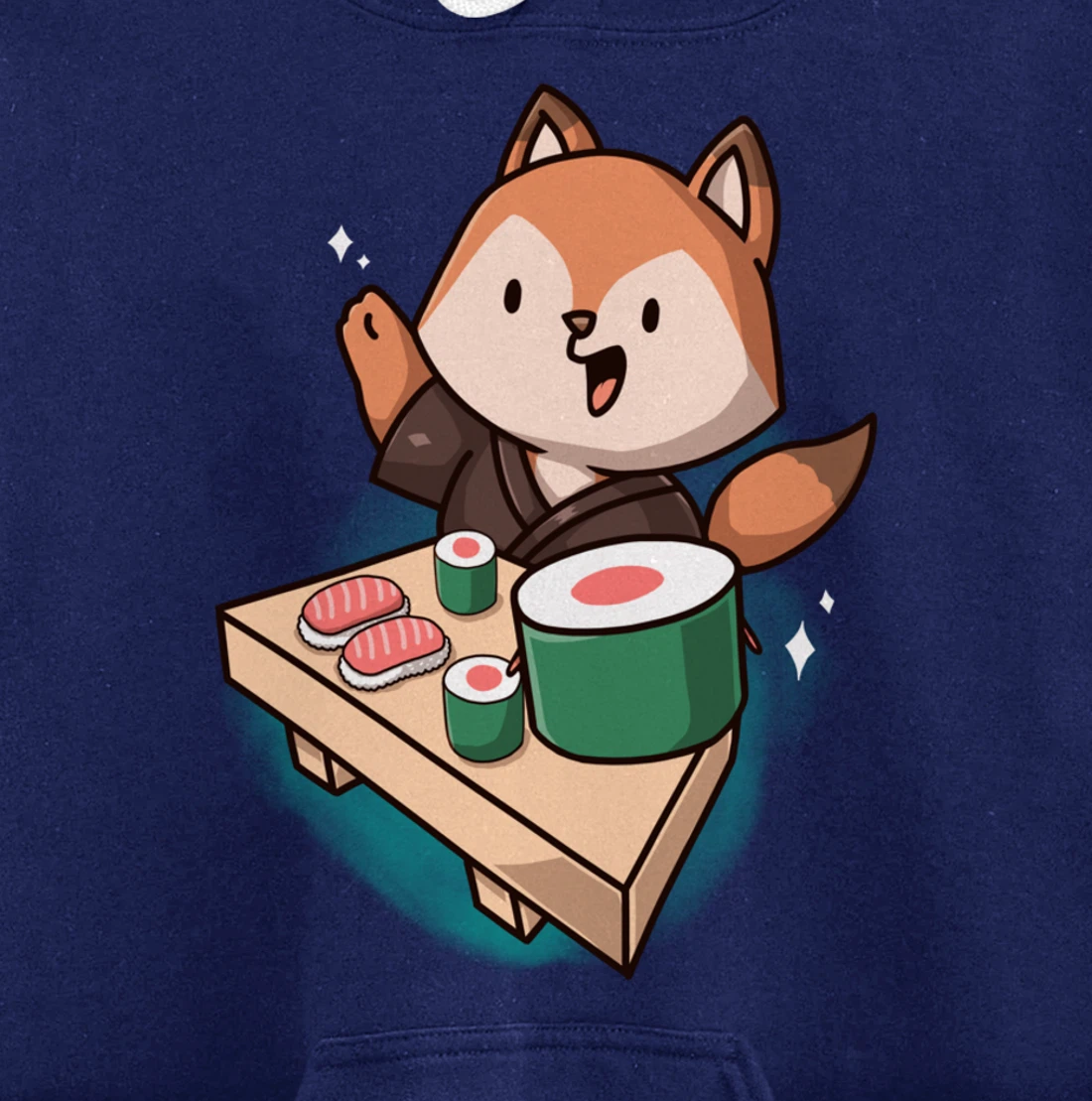 Sushi Fox Chef Cartoon Animals Japanese Food Sushi Fan Pullover Hoodie
