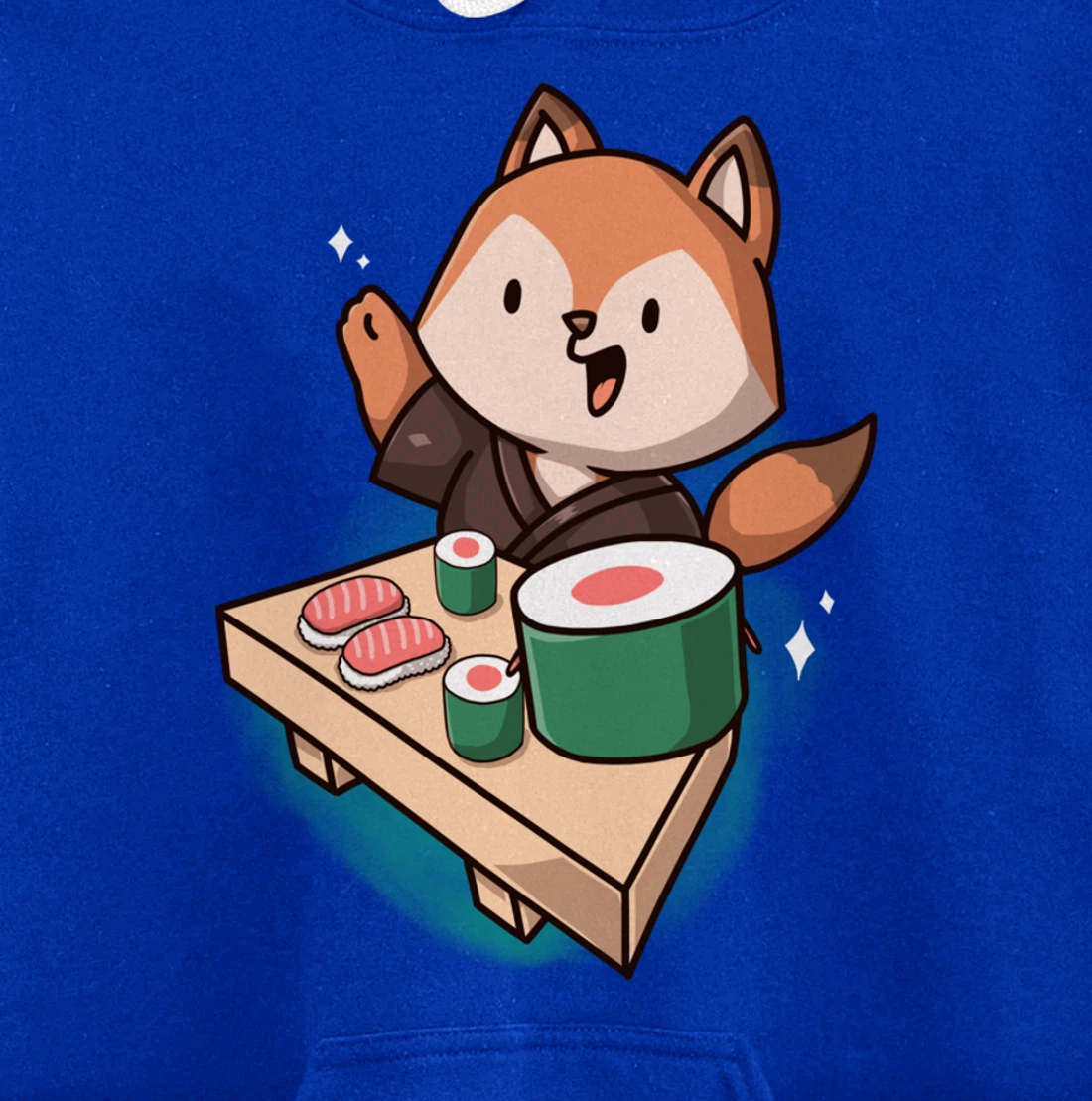 Sushi Fox Chef Cartoon Animals Japanese Food Sushi Fan Pullover Hoodie