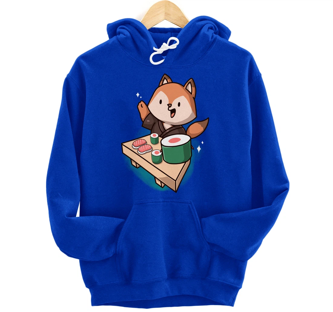 Sushi Fox Chef Cartoon Animals Japanese Food Sushi Fan Pullover Hoodie