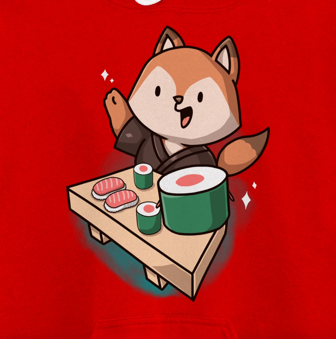 Sushi Fox Chef Cartoon Animals Japanese Food Sushi Fan Pullover Hoodie