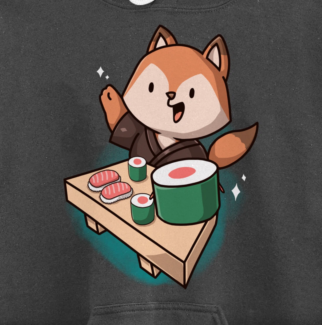 Sushi Fox Chef Cartoon Animals Japanese Food Sushi Fan Pullover Hoodie