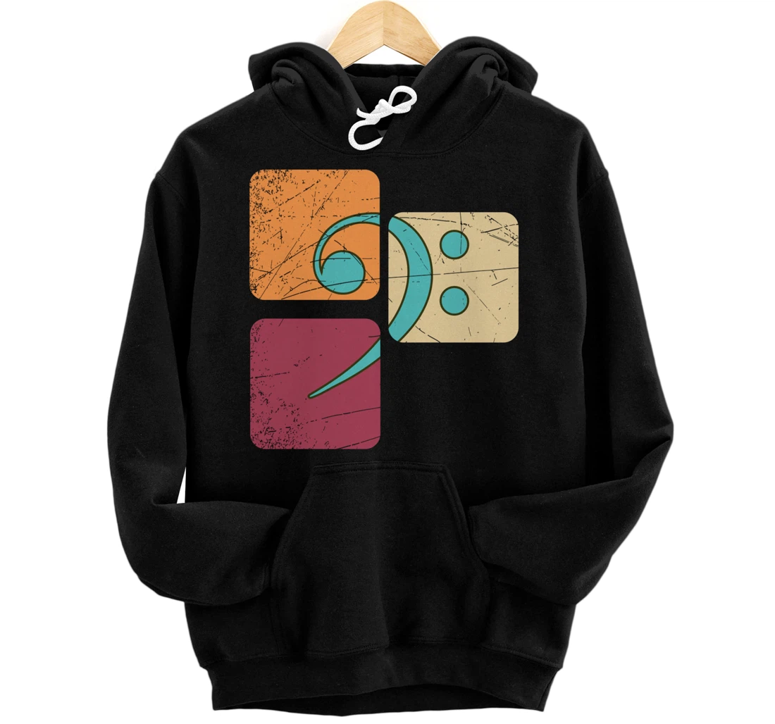 Retro Bass Clef Musician Composer Music Note Bass Clef Pullover Hoodie